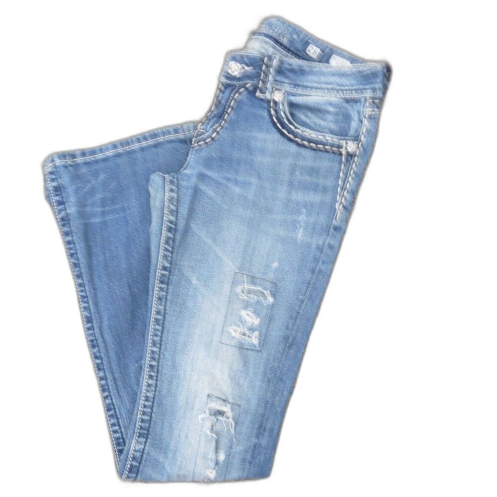 Miss Me Y2K Low Rise Distressed Bootcut Bling Jeans  28 EUC *read - Picture 7 of 15